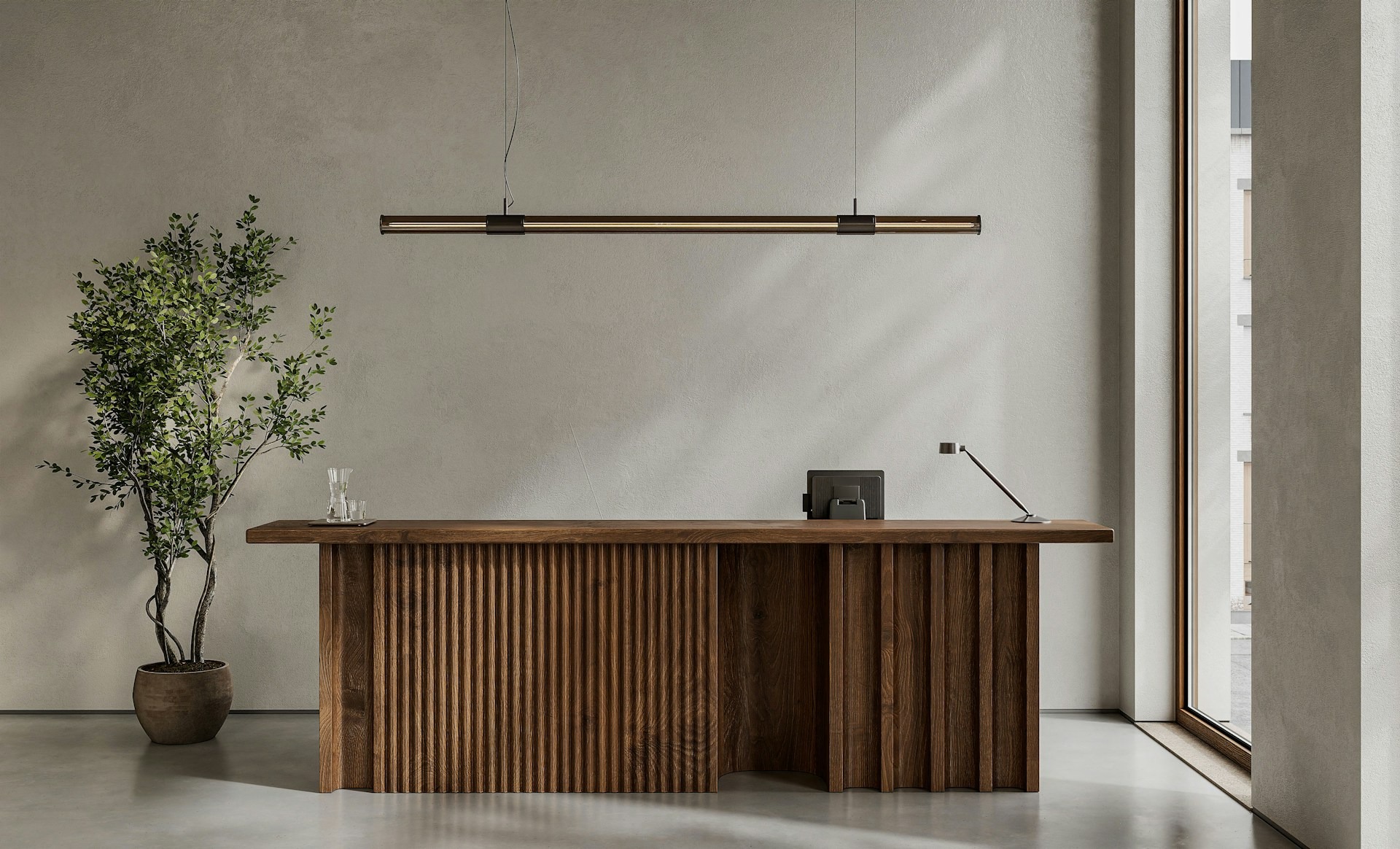 Wood reception desk
