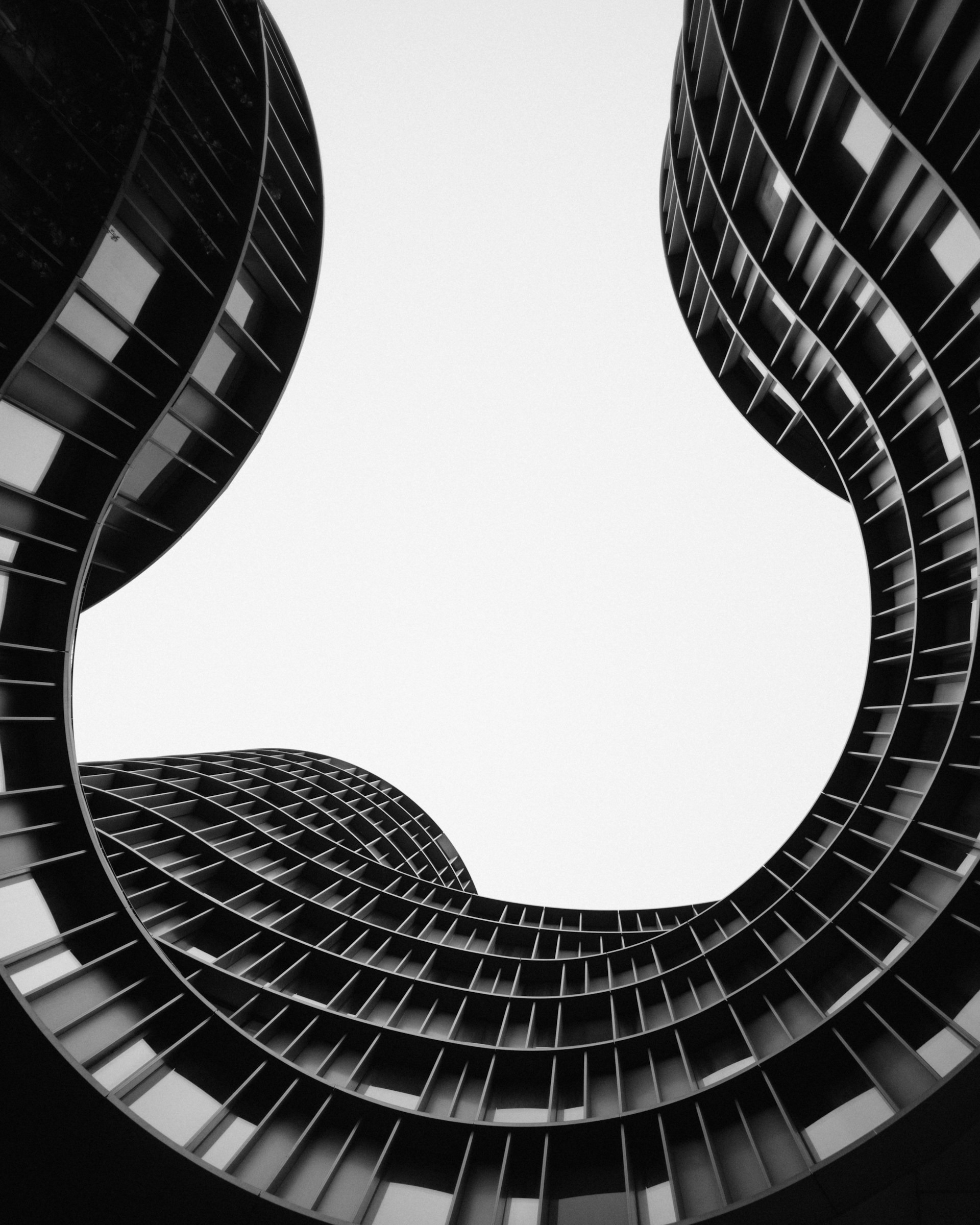 Dramatic curved architectural facade