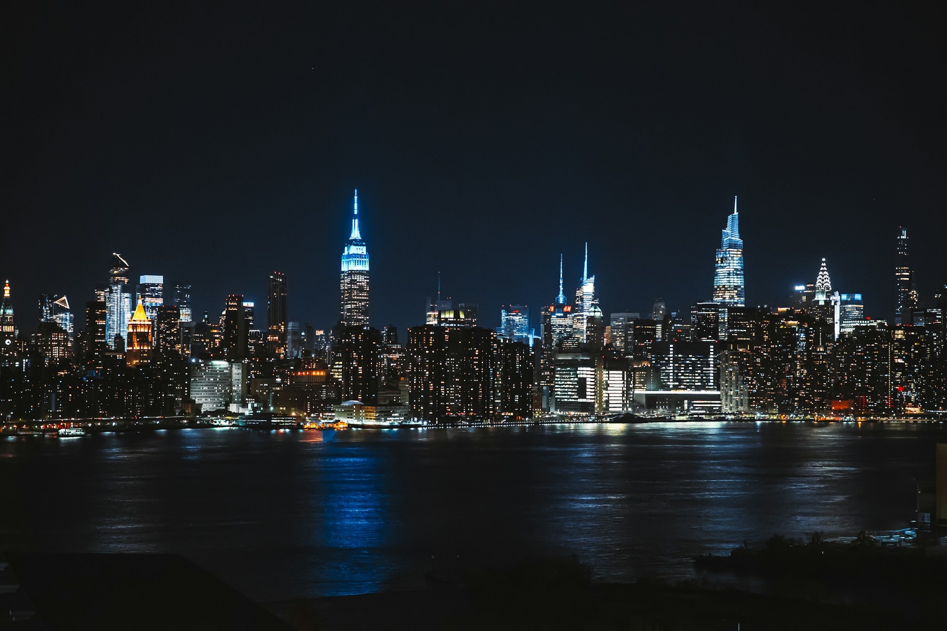 City skyline at dusk