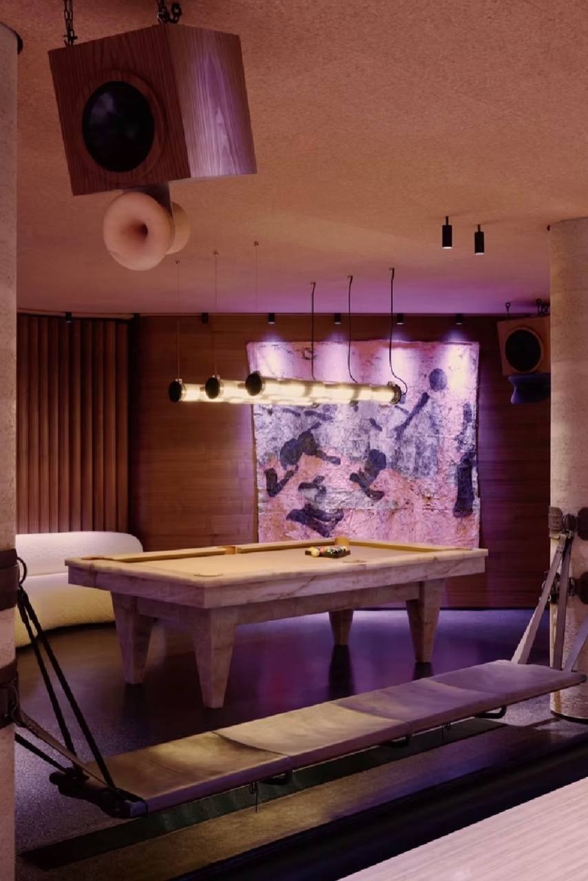 Lounge interior with game table